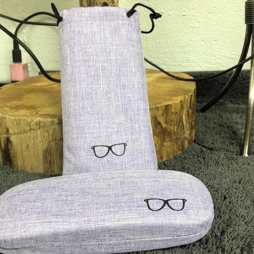 Hard shell eyeglass case protective tote purple